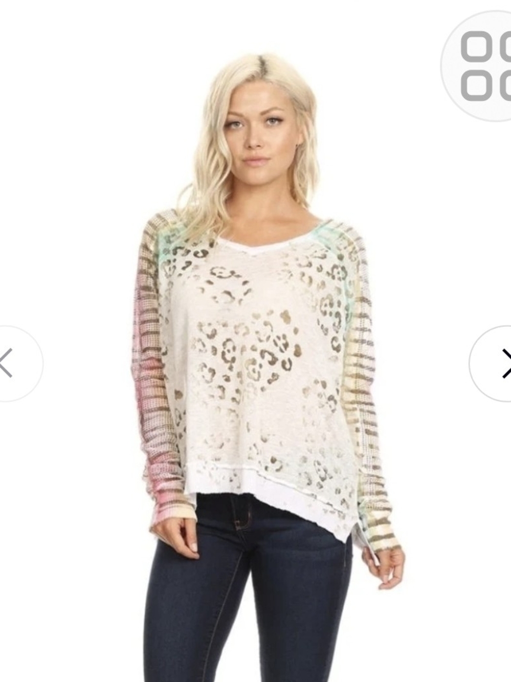 T-Party Neon Rainbow Fishnet Art Dye Animal Knit Top

 New M